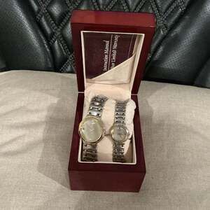 Matching His and Hers Two-Tone Watch Set in Original Wood Box